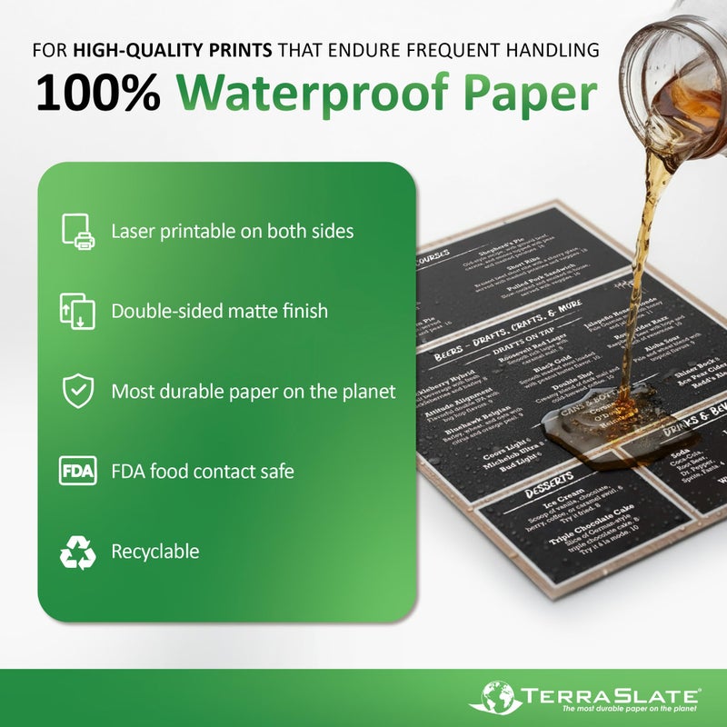 TerraSlate Premium Rain/Weather/Waterproof Paper, 10 MIL 8.5 x 11 Inches, Bright White, Durable Printer Paper (25 Sheets) - Image 2